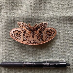 Butterfly and Floral Copper Hair Clip